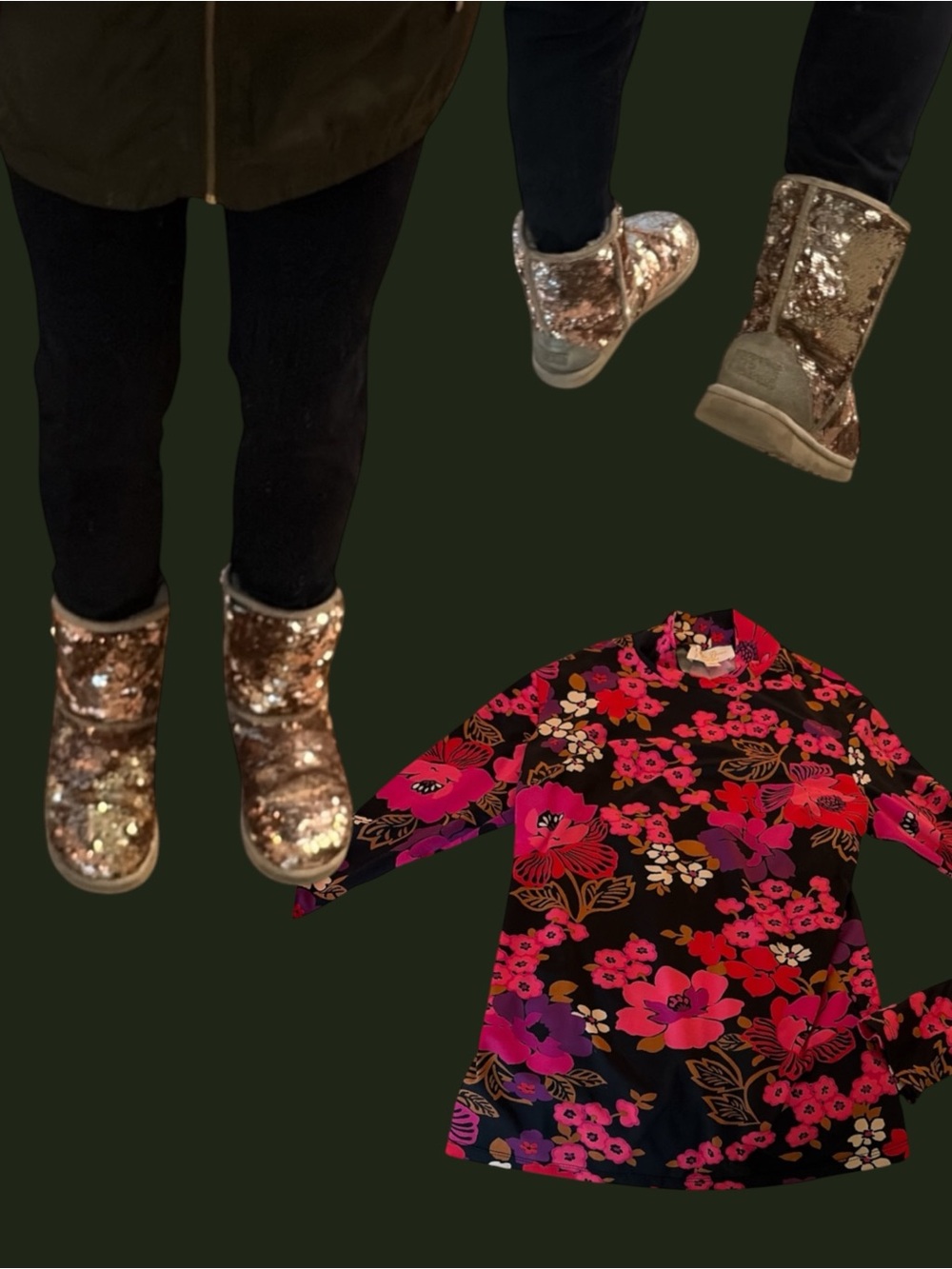 UGG Rose Gold Sequin Short Classic Boot - Sparkling Metallic
